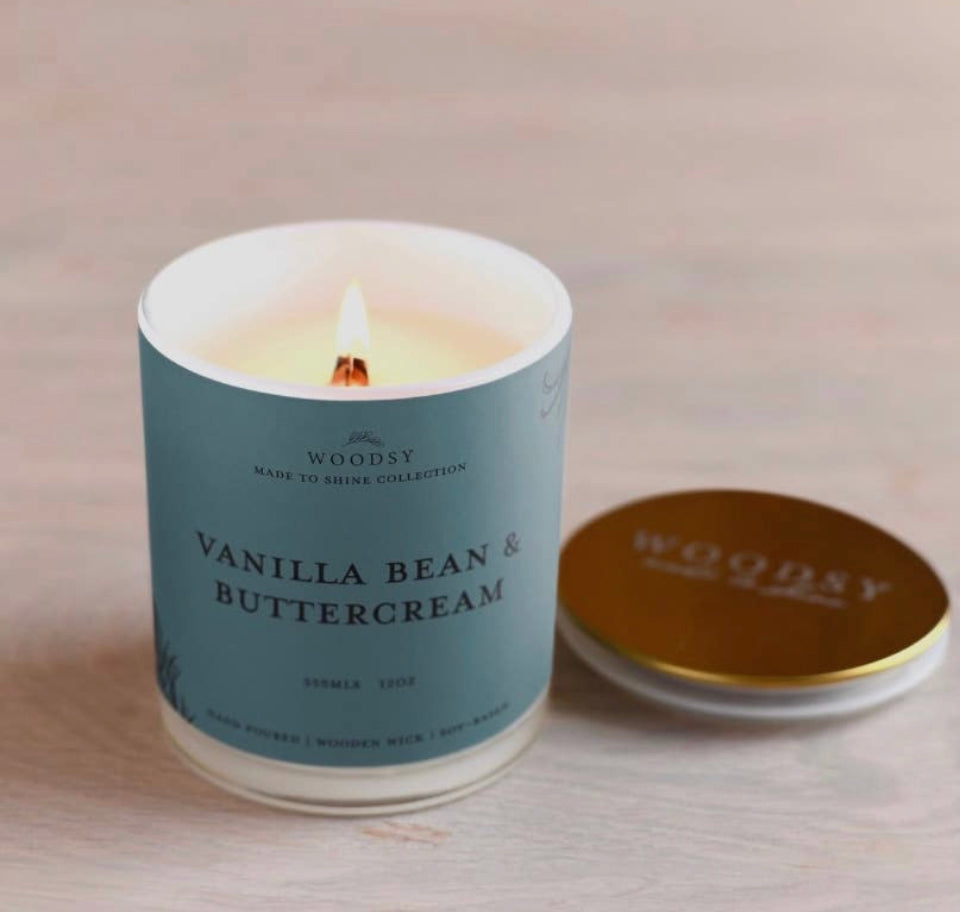 Vanilla Bean & Buttercream- Gold Lid Jar/12oz/ Soy/ NonToxic